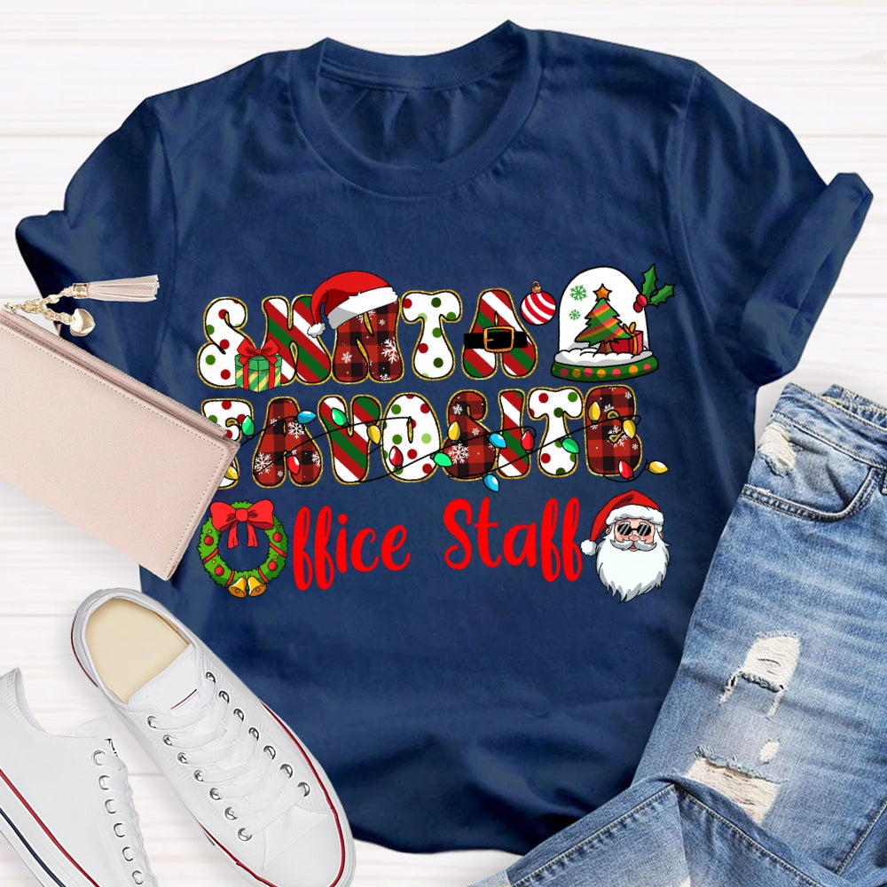 Santa'S Favorite Office Stall Christmas Vibes Fonts T-shirt