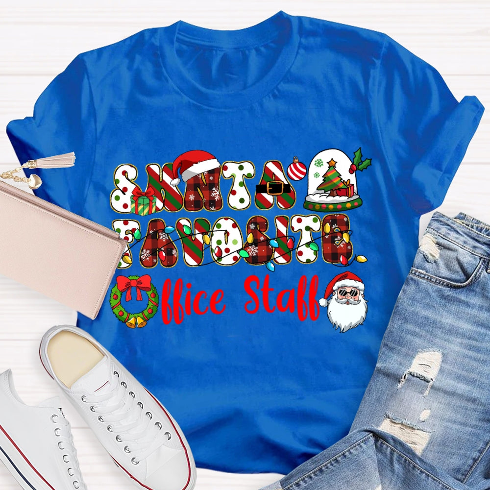 Santa'S Favorite Office Stall Christmas Vibes Fonts T-shirt