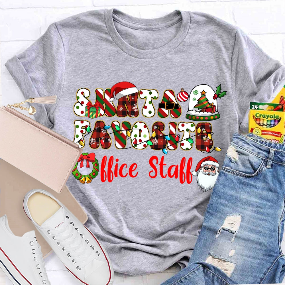 Santa'S Favorite Office Stall Christmas Vibes Fonts T-shirt