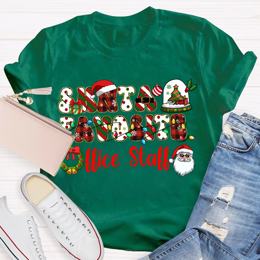 Santa'S Favorite Office Stall Christmas Vibes Fonts T-shirt