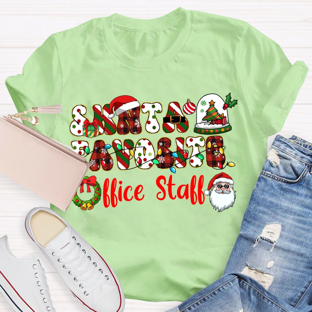 Santa'S Favorite Office Stall Christmas Vibes Fonts T-shirt