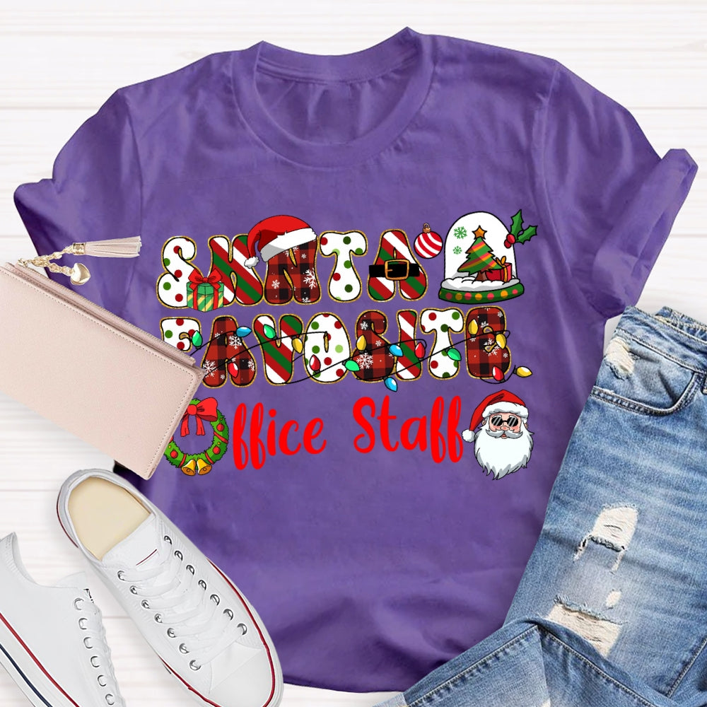 Santa'S Favorite Office Stall Christmas Vibes Fonts T-shirt