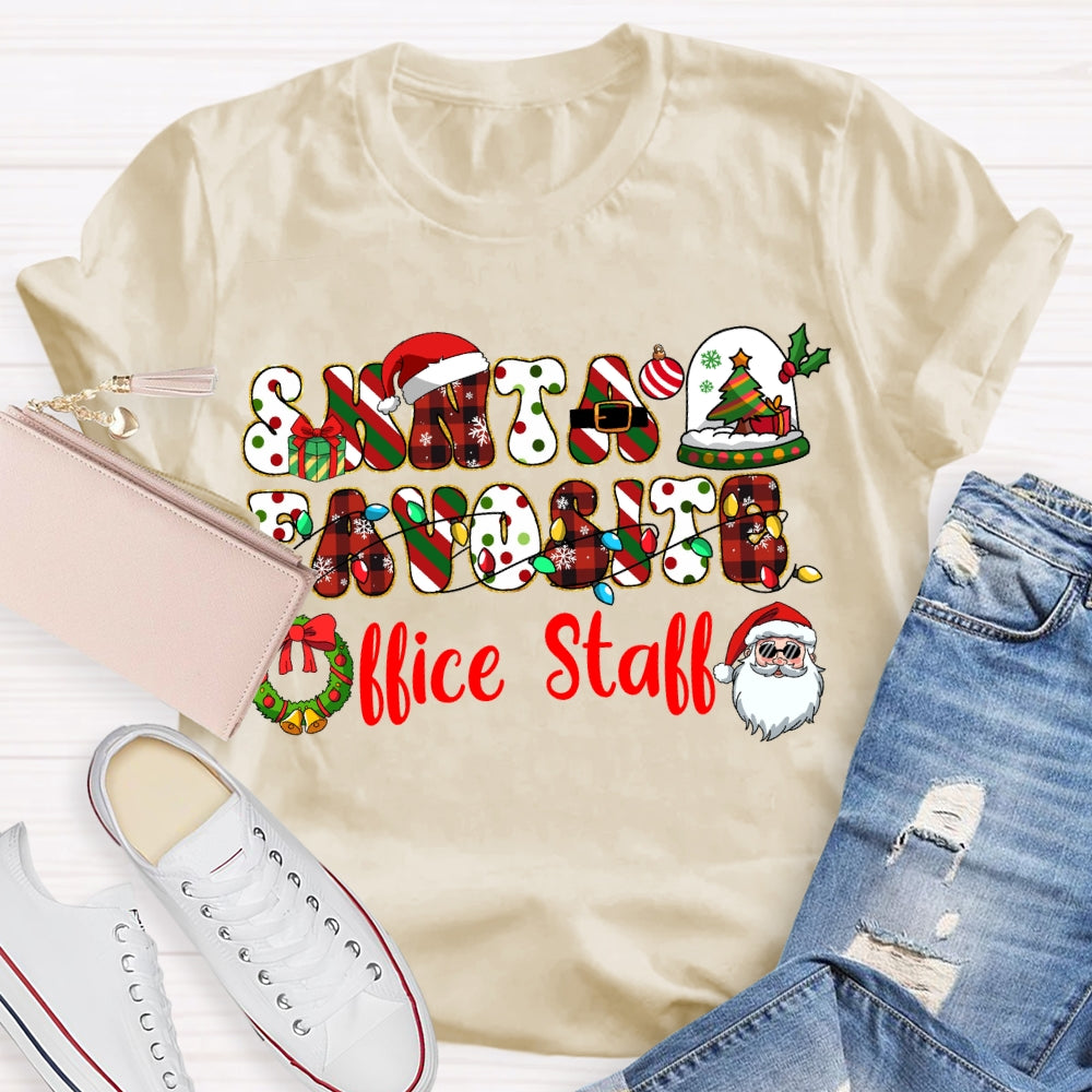 Santa'S Favorite Office Stall Christmas Vibes Fonts T-shirt