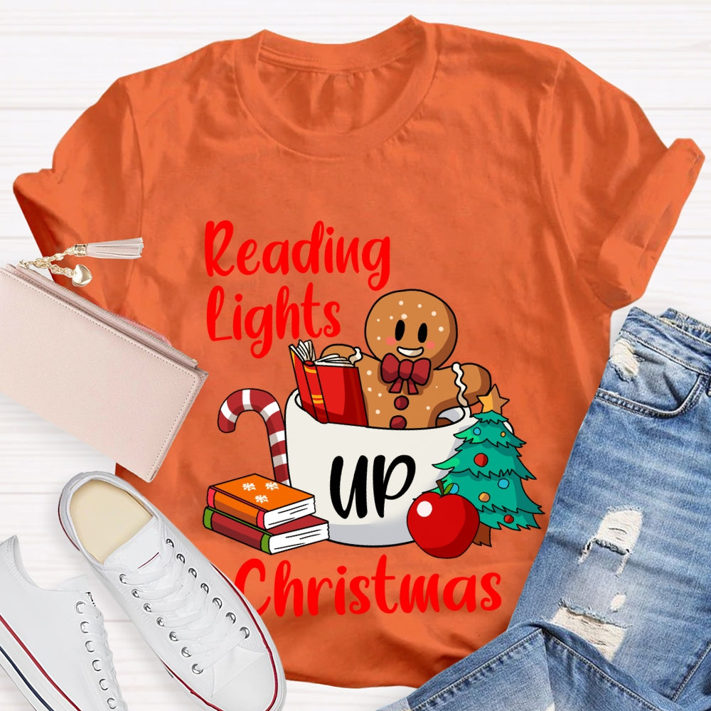 Reading Lights Up Christmas Bear And Books T-shirt