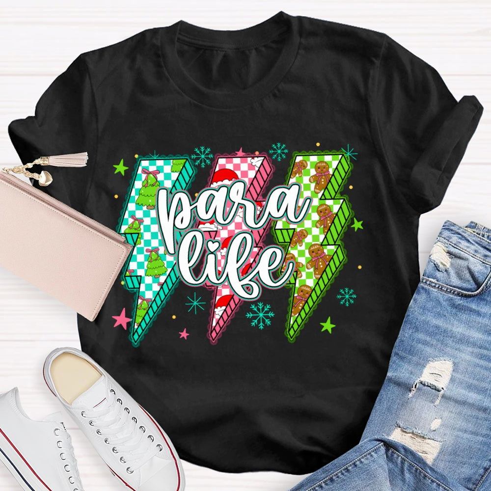 Para Life Lightning Print Christmas T-shirt