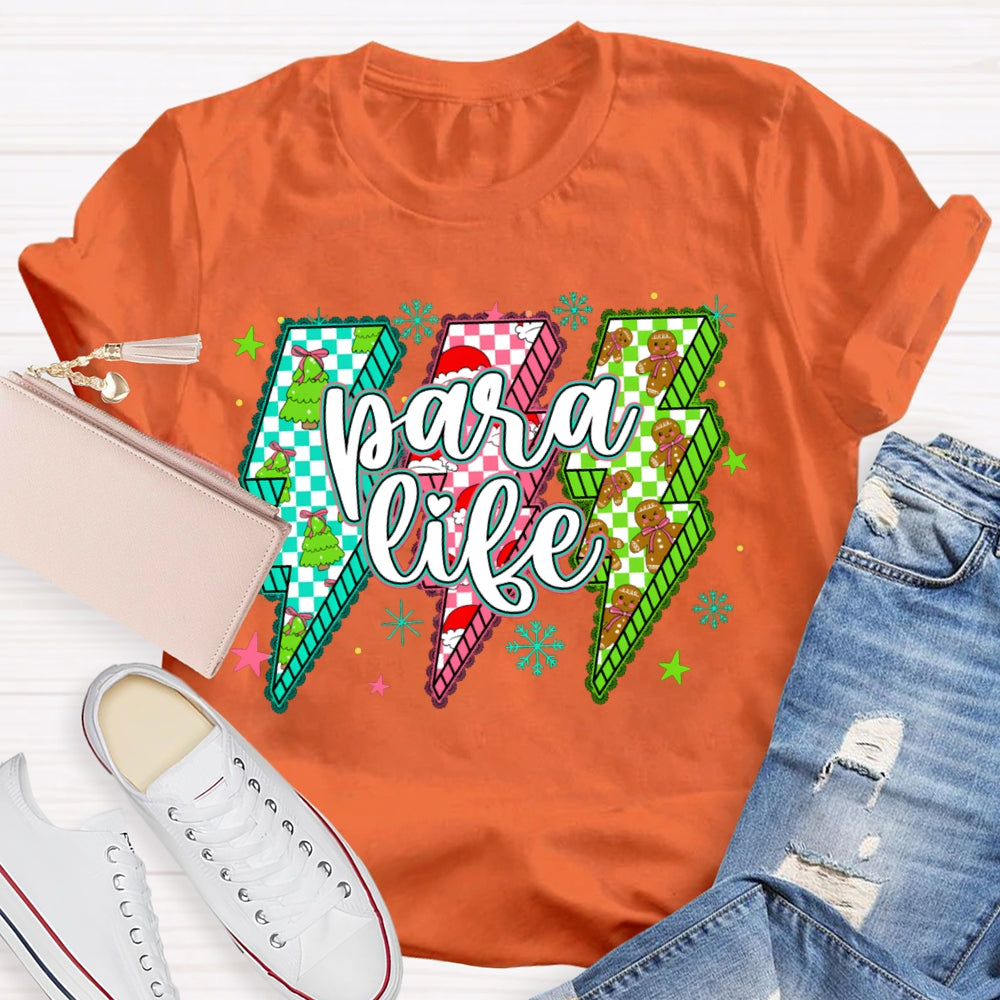 Para Life Lightning Print Christmas T-shirt