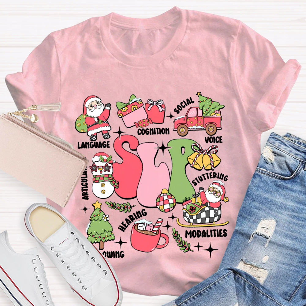 Slp Language Cognition Social Voice Stuttering Christmas T-shirt