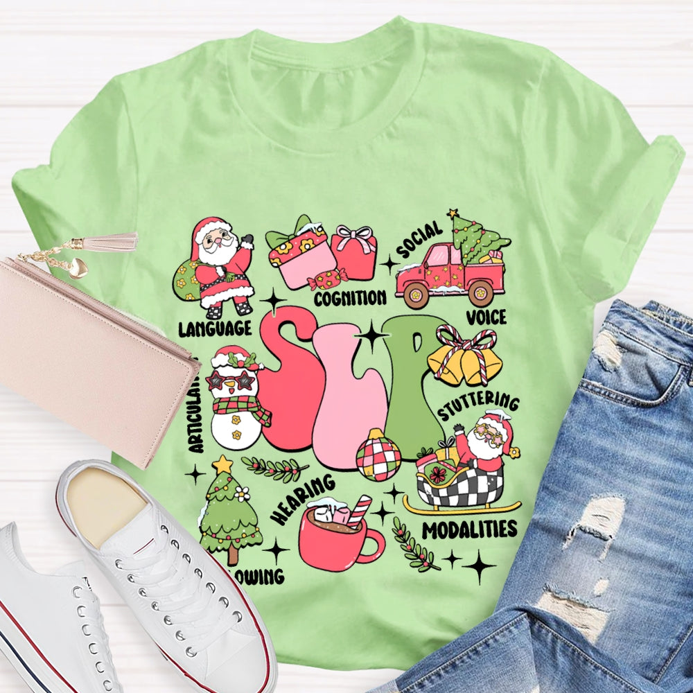 Slp Language Cognition Social Voice Stuttering Christmas T-shirt