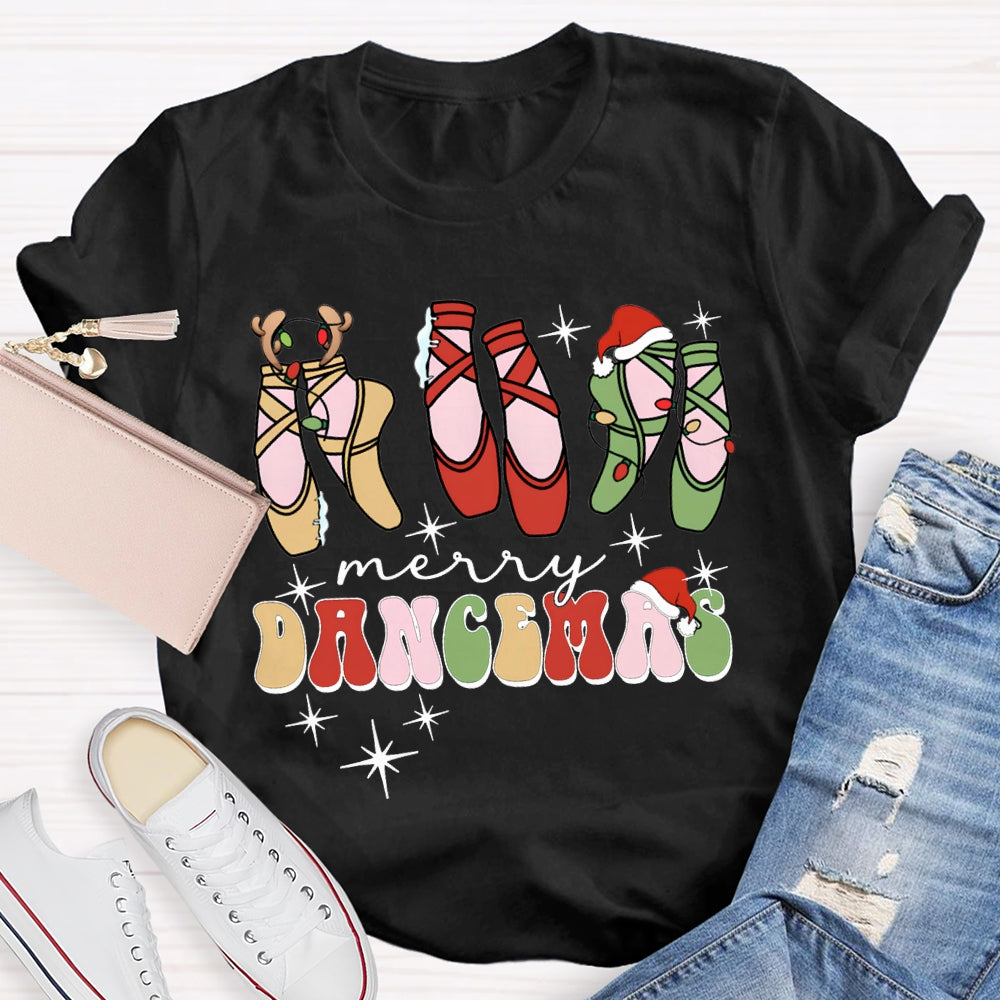 Merry Dancemas Christmas Dancing Shoes Dance Teacher Christmas T-shirt