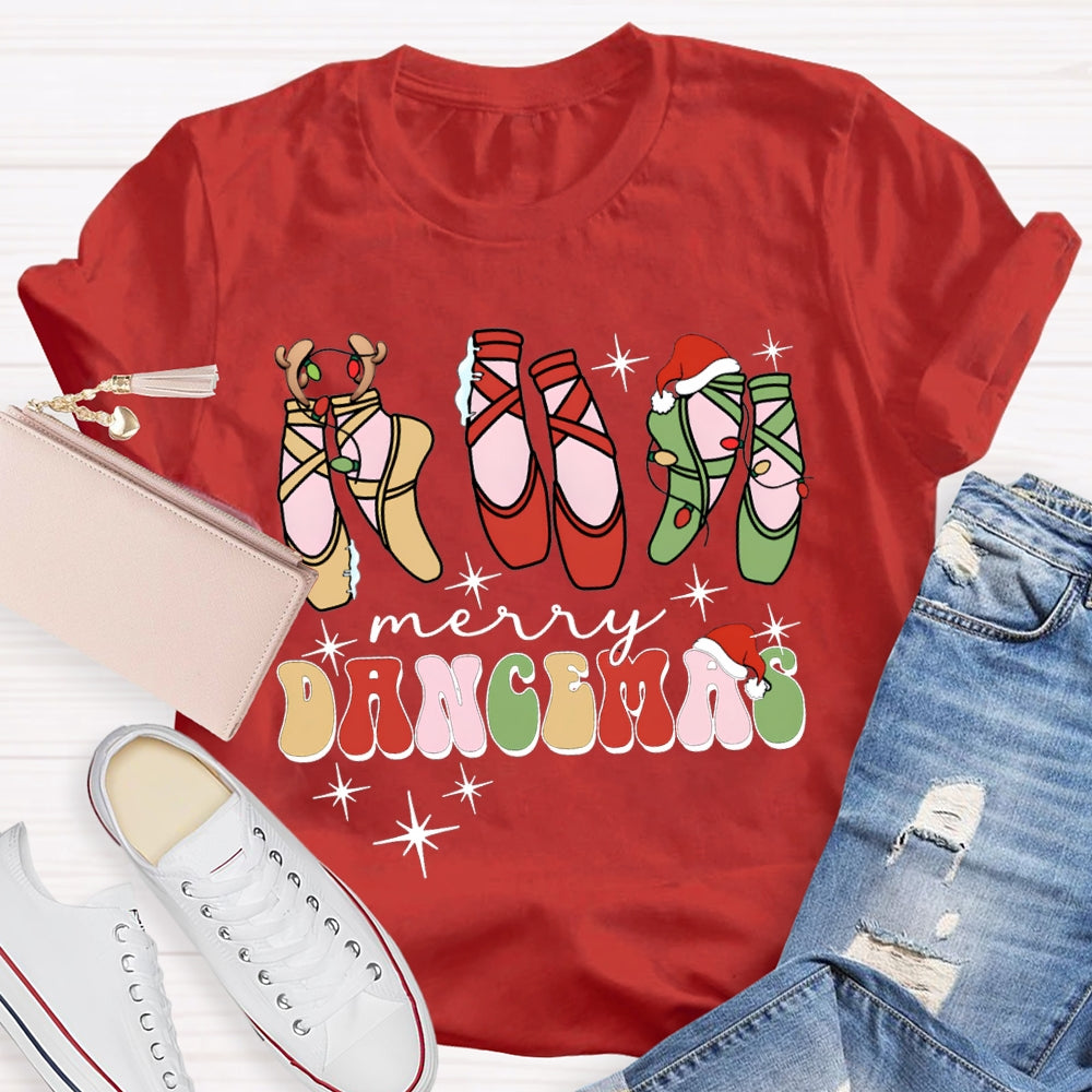Merry Dancemas Christmas Dancing Shoes Dance Teacher Christmas T-shirt