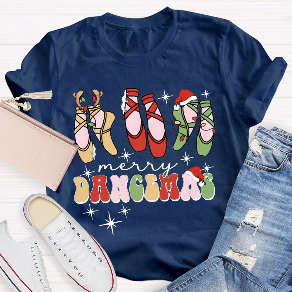 Merry Dancemas Christmas Dancing Shoes Dance Teacher Christmas T-shirt