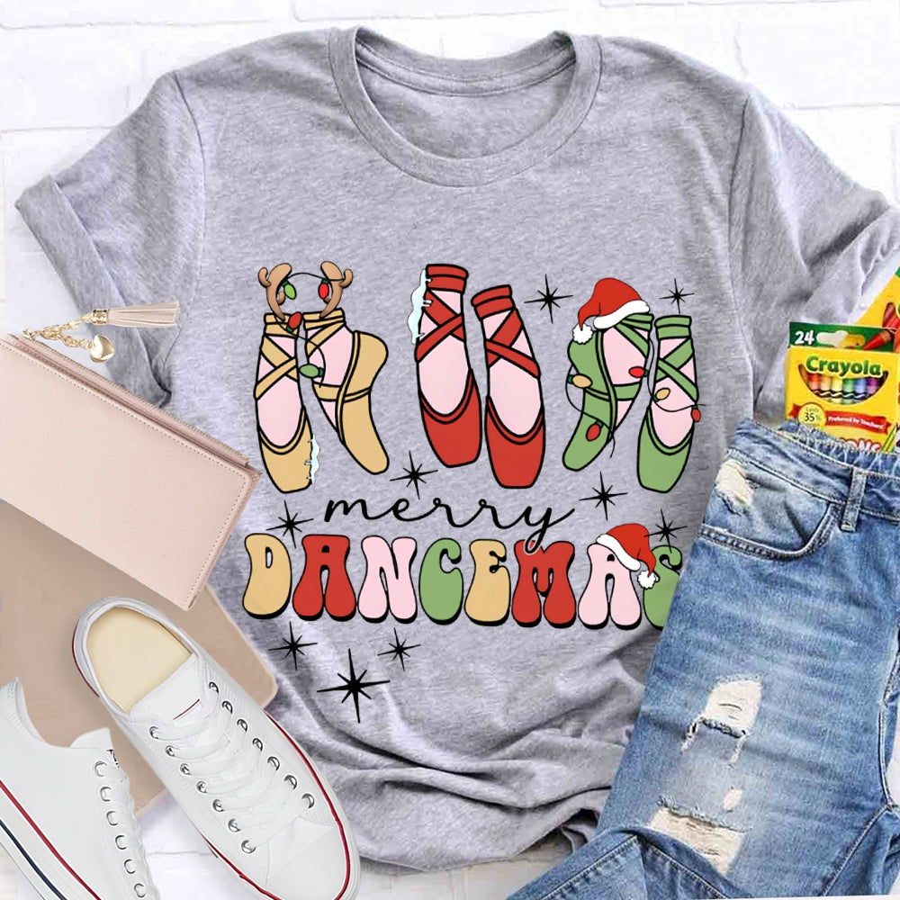 Merry Dancemas Christmas Dancing Shoes Dance Teacher Christmas T-shirt