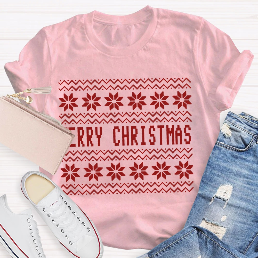 Merry Christmas Waves And Small Flowers T-shirt