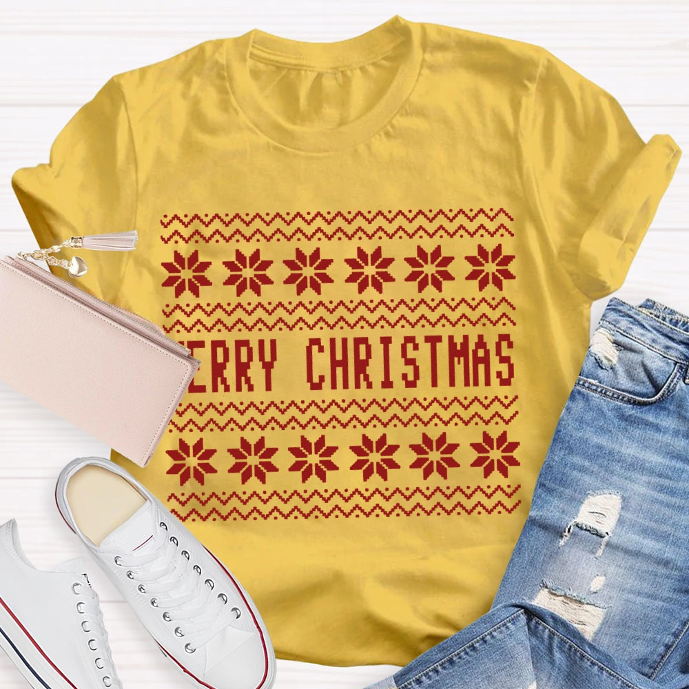 Merry Christmas Waves And Small Flowers T-shirt