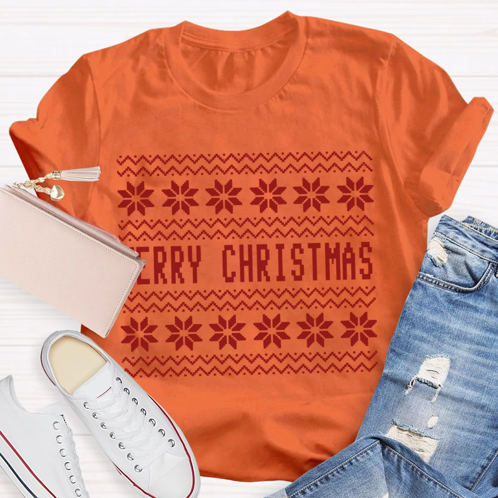 Merry Christmas Waves And Small Flowers T-shirt