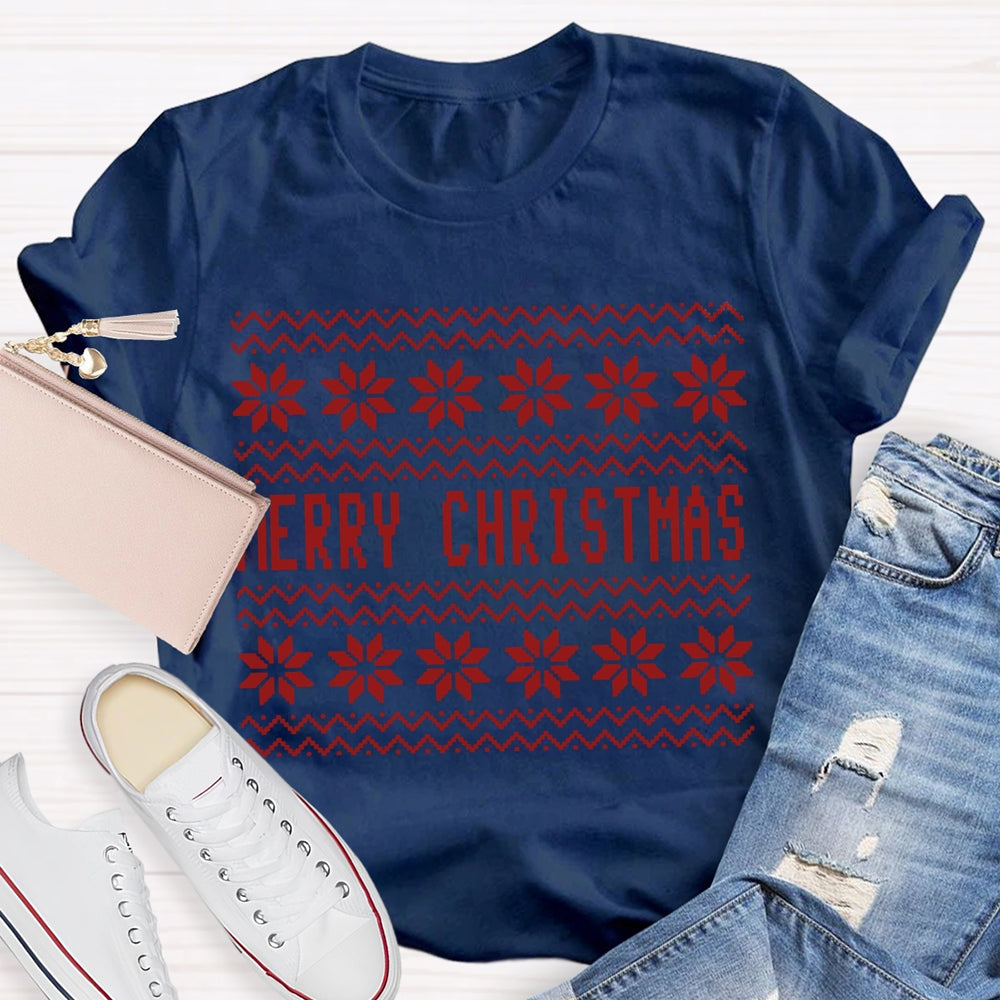 Merry Christmas Waves And Small Flowers T-shirt