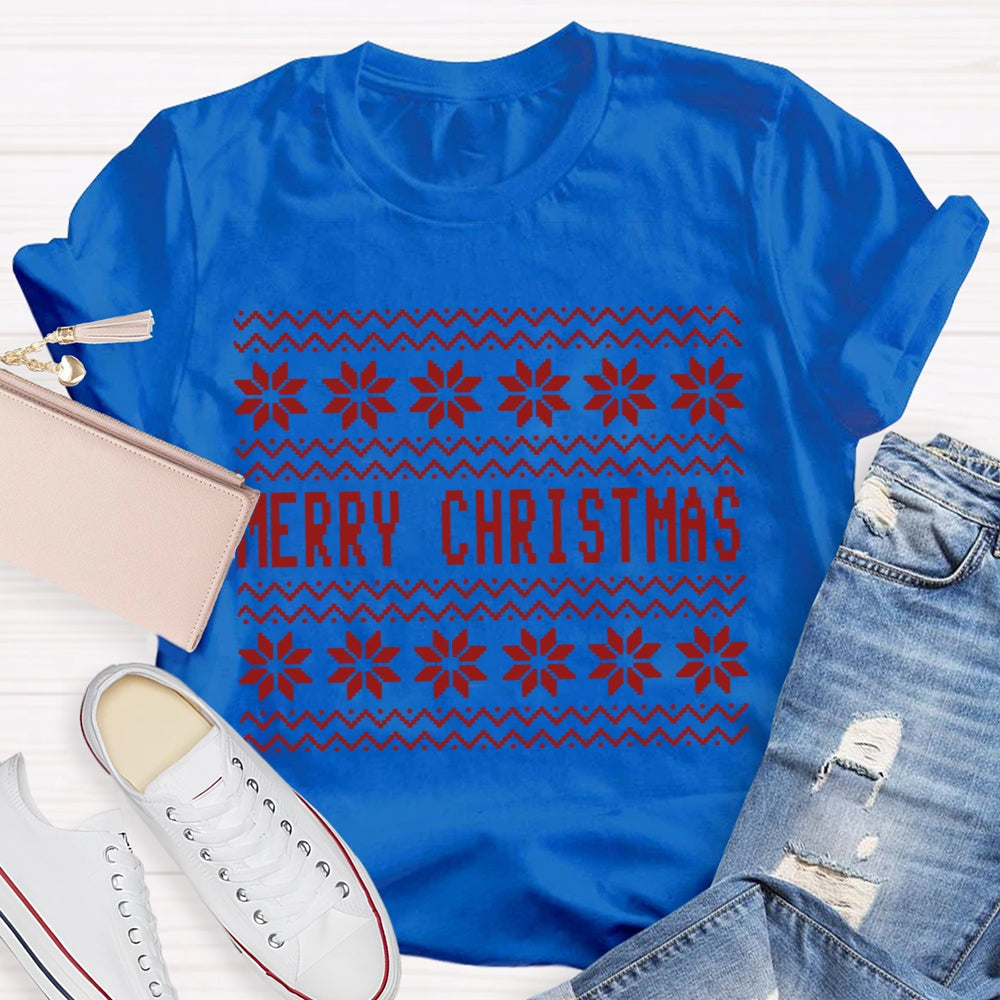 Merry Christmas Waves And Small Flowers T-shirt