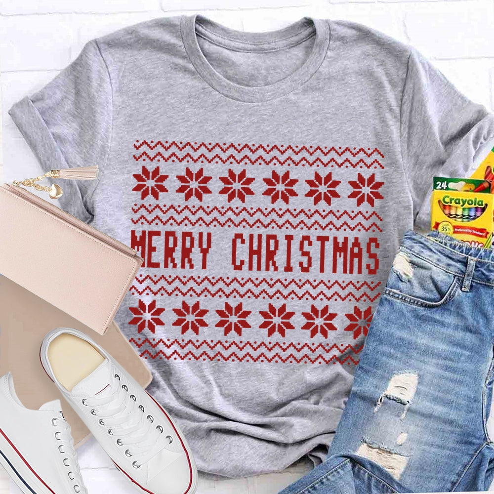 Merry Christmas Waves And Small Flowers T-shirt