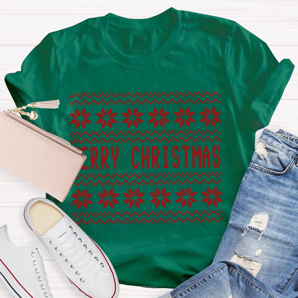 Merry Christmas Waves And Small Flowers T-shirt