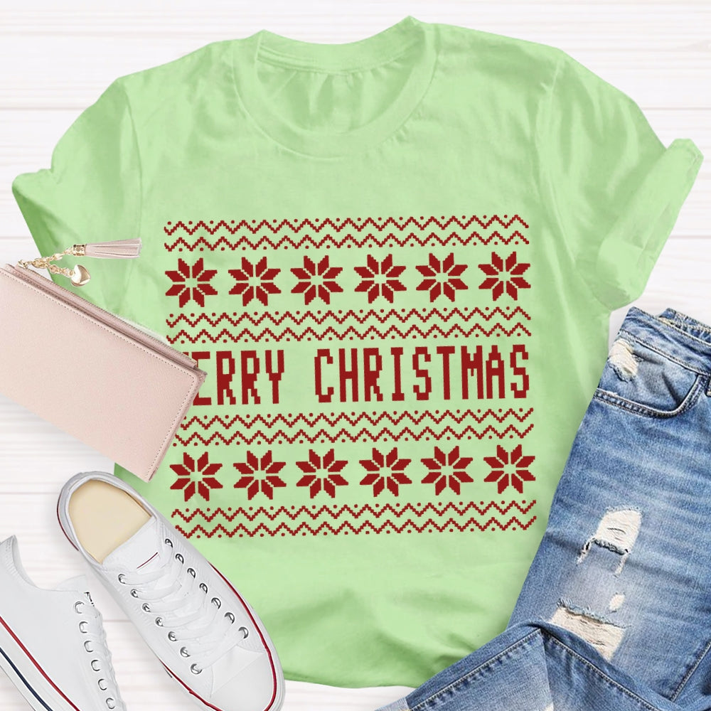 Merry Christmas Waves And Small Flowers T-shirt