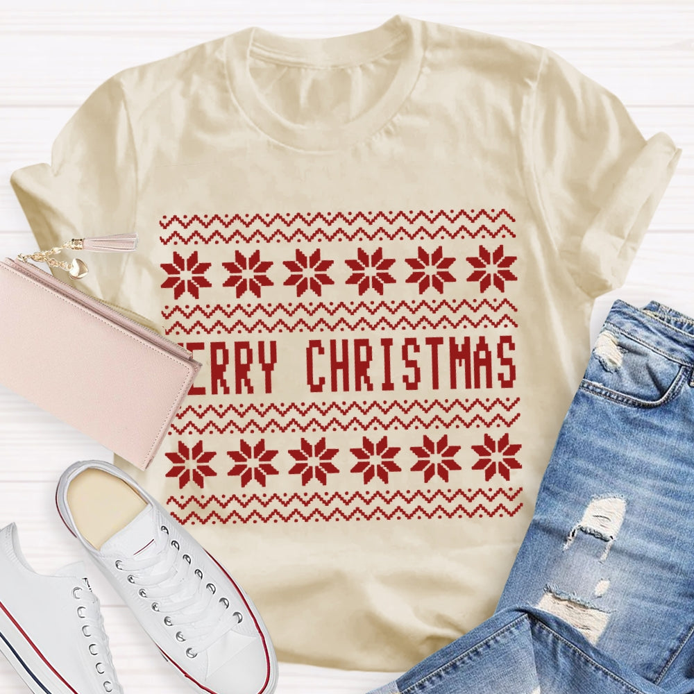 Merry Christmas Waves And Small Flowers T-shirt