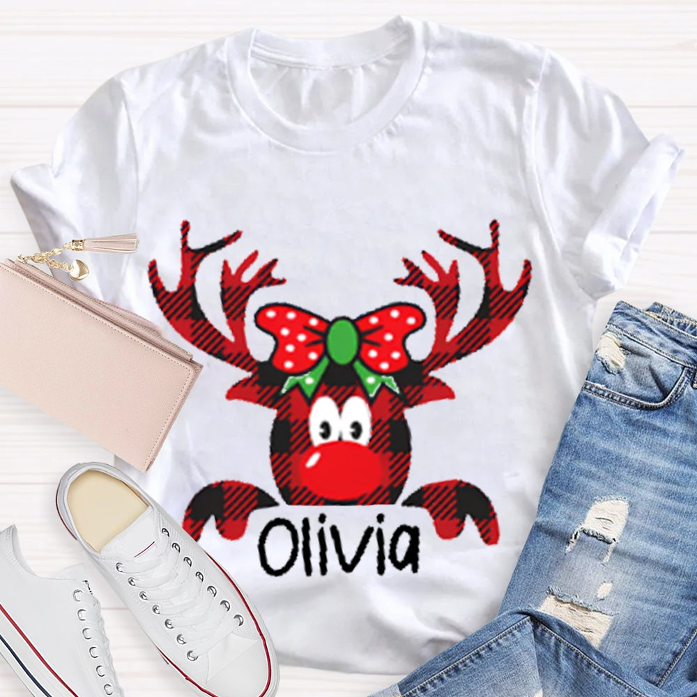 Personalized Name And Design Christmas Elk Teacher Christmas T-shirt