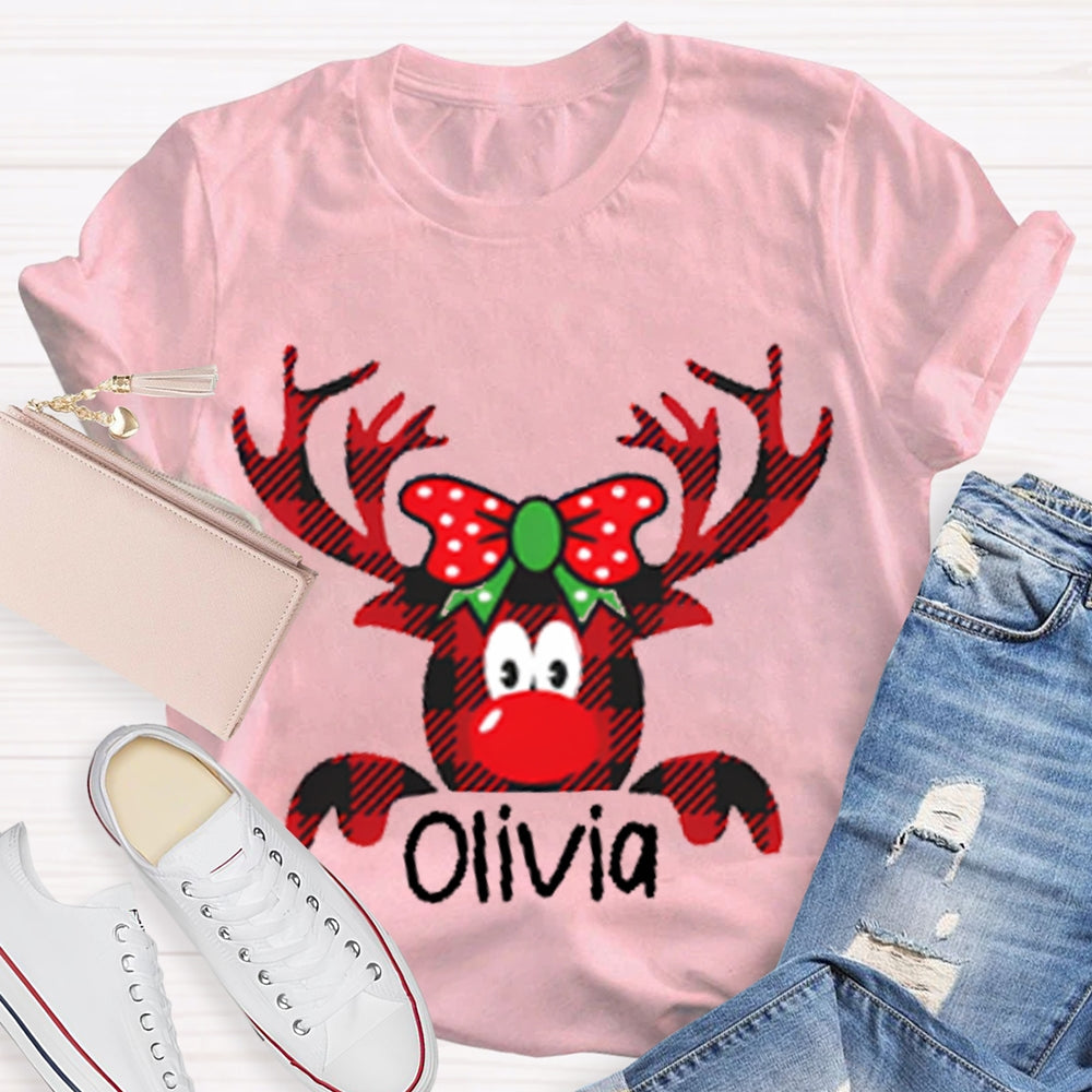 Personalized Name And Design Christmas Elk Teacher Christmas T-shirt