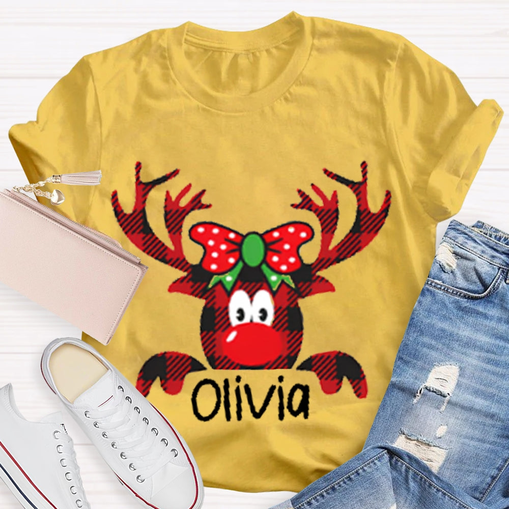 Personalized Name And Design Christmas Elk Teacher Christmas T-shirt
