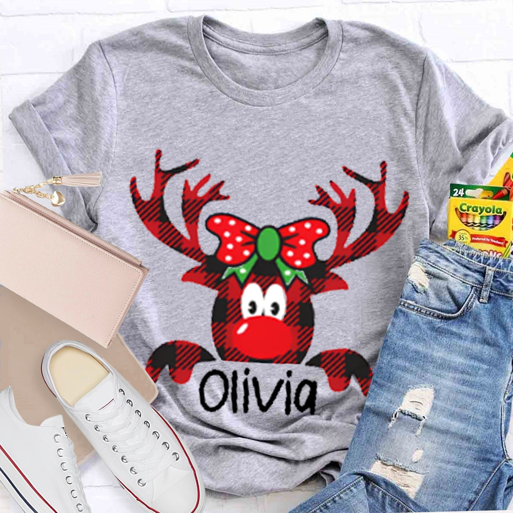 Personalized Name And Design Christmas Elk Teacher Christmas T-shirt