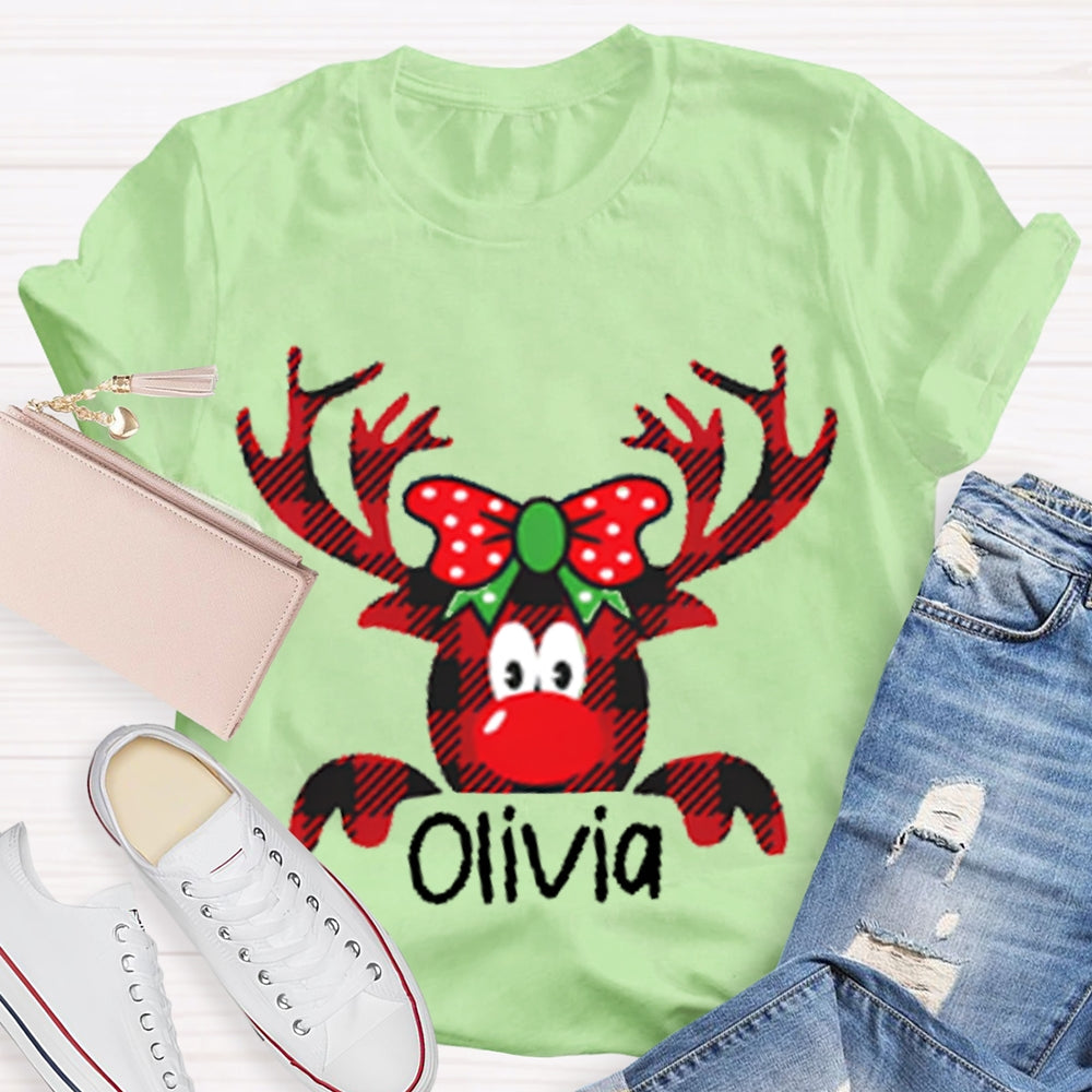 Personalized Name And Design Christmas Elk Teacher Christmas T-shirt