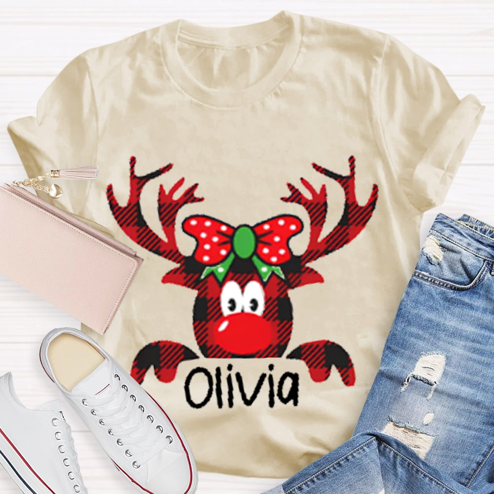 Personalized Name And Design Christmas Elk Teacher Christmas T-shirt