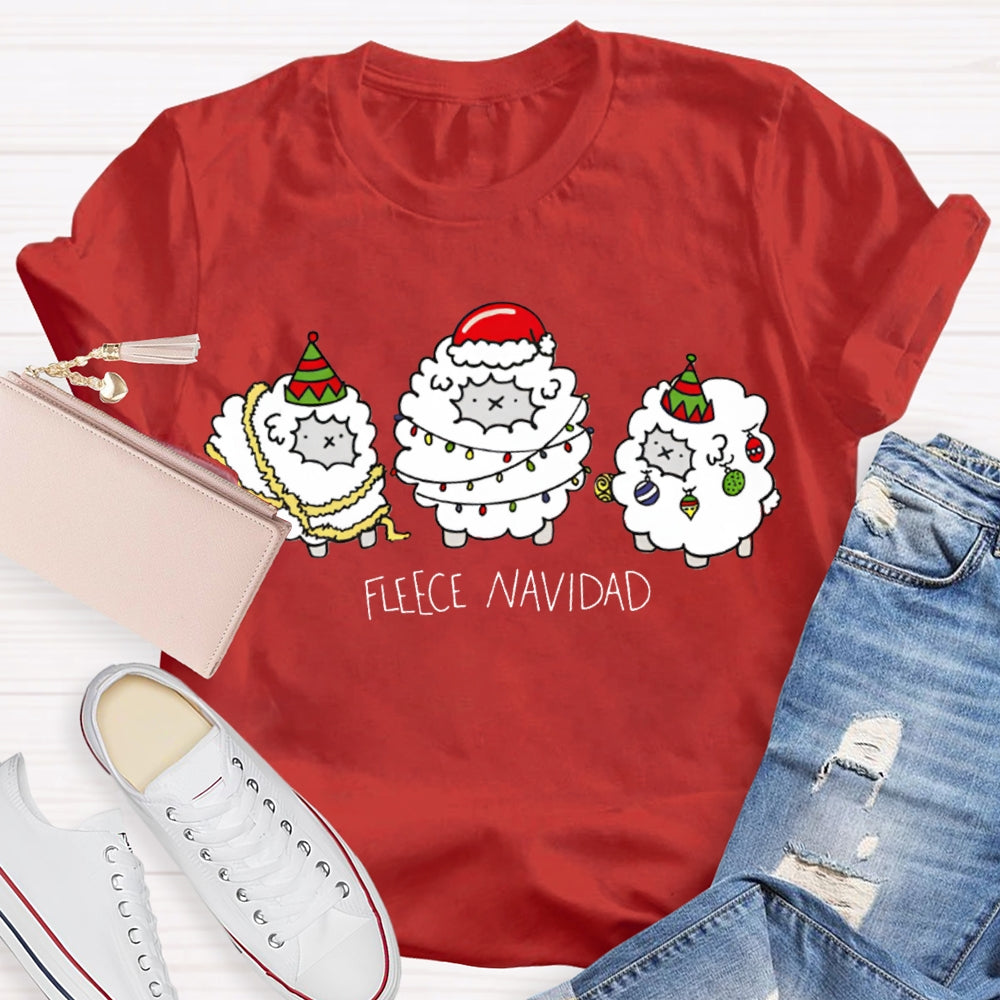Fleece Navidad Bilingual Teacher Christmas Sheep T-shirt