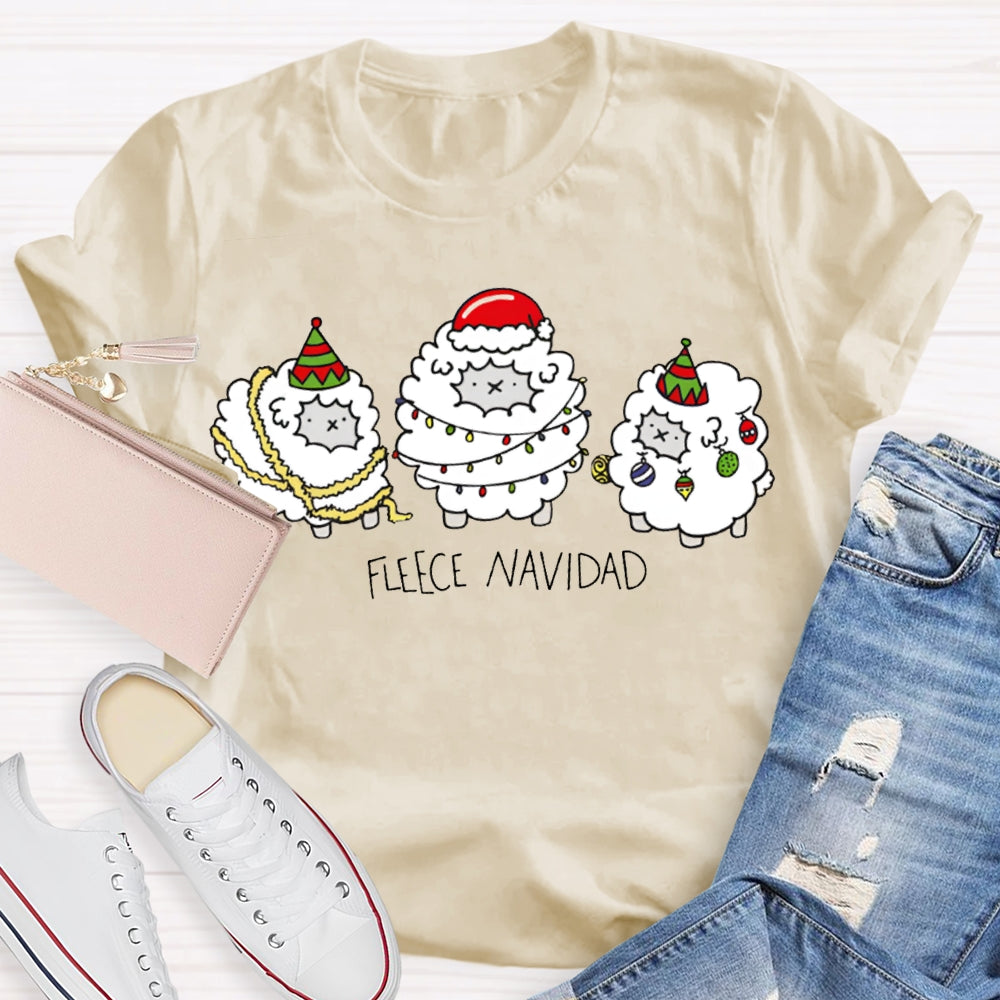 Fleece Navidad Bilingual Teacher Christmas Sheep T-shirt