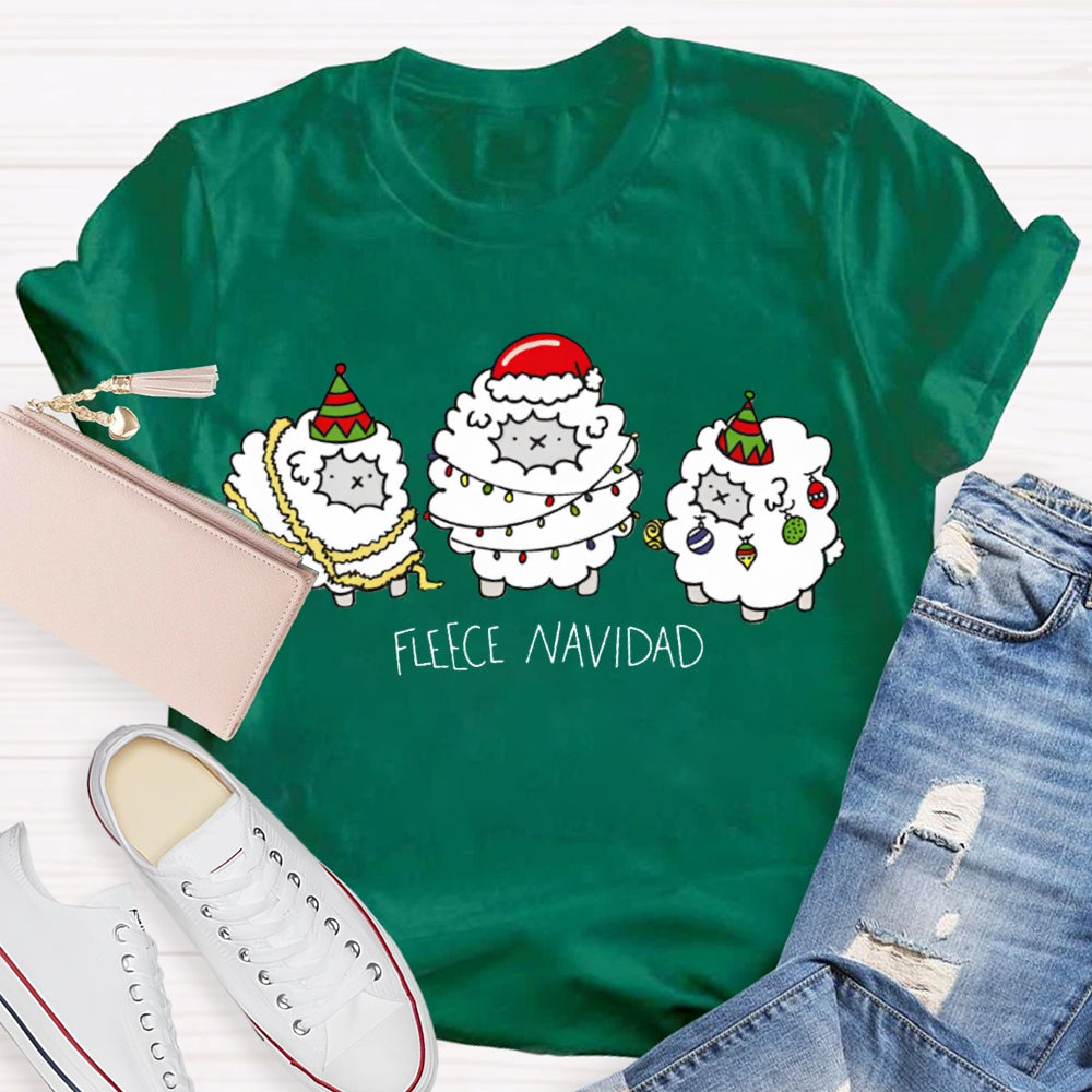 Fleece Navidad Bilingual Teacher Christmas Sheep T-shirt