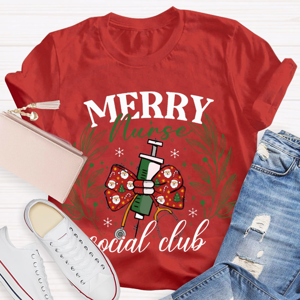 Merry Nurse Social Club Christmas Bow Needle T-shirt