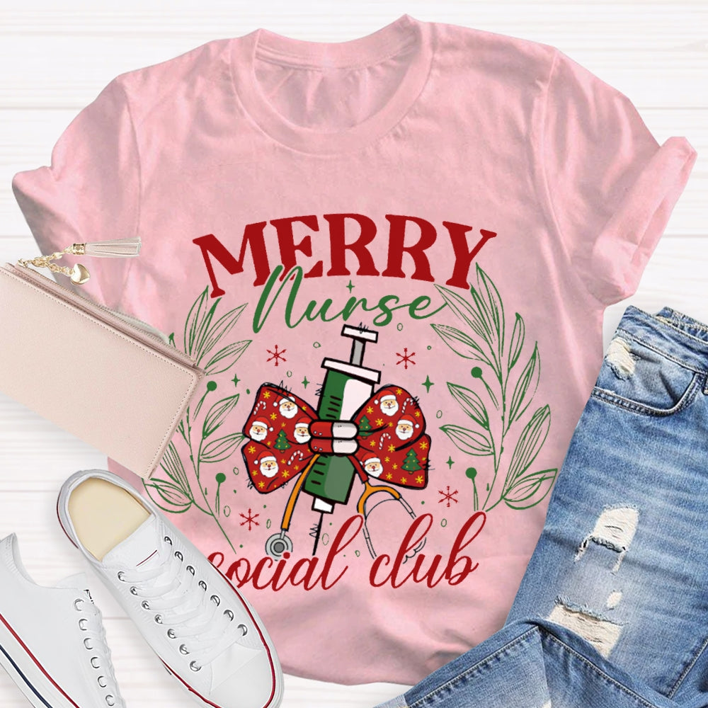 Merry Nurse Social Club Christmas Bow Needle T-shirt