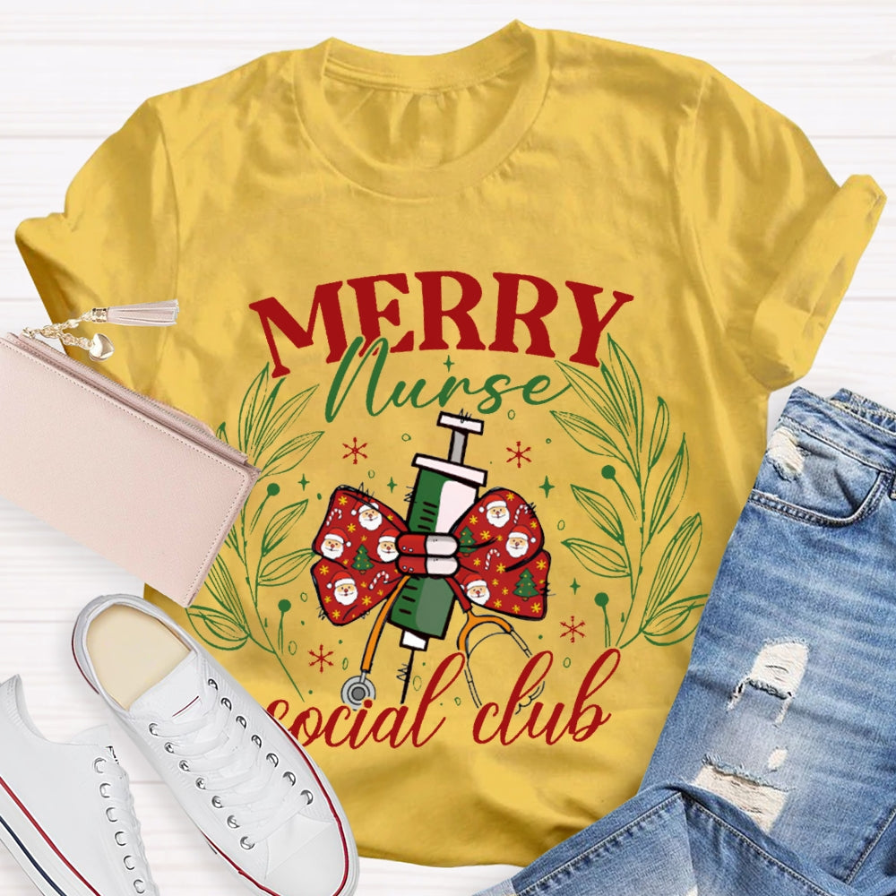 Merry Nurse Social Club Christmas Bow Needle T-shirt