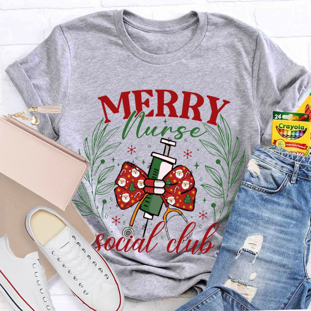Merry Nurse Social Club Christmas Bow Needle T-shirt