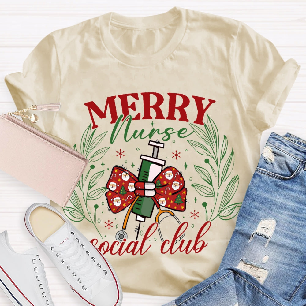 Merry Nurse Social Club Christmas Bow Needle T-shirt