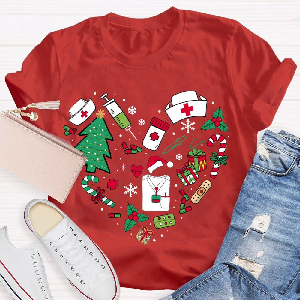 Christmas School Nurse Snowflake Christmas Tree And Christmas Gifts T-shirt