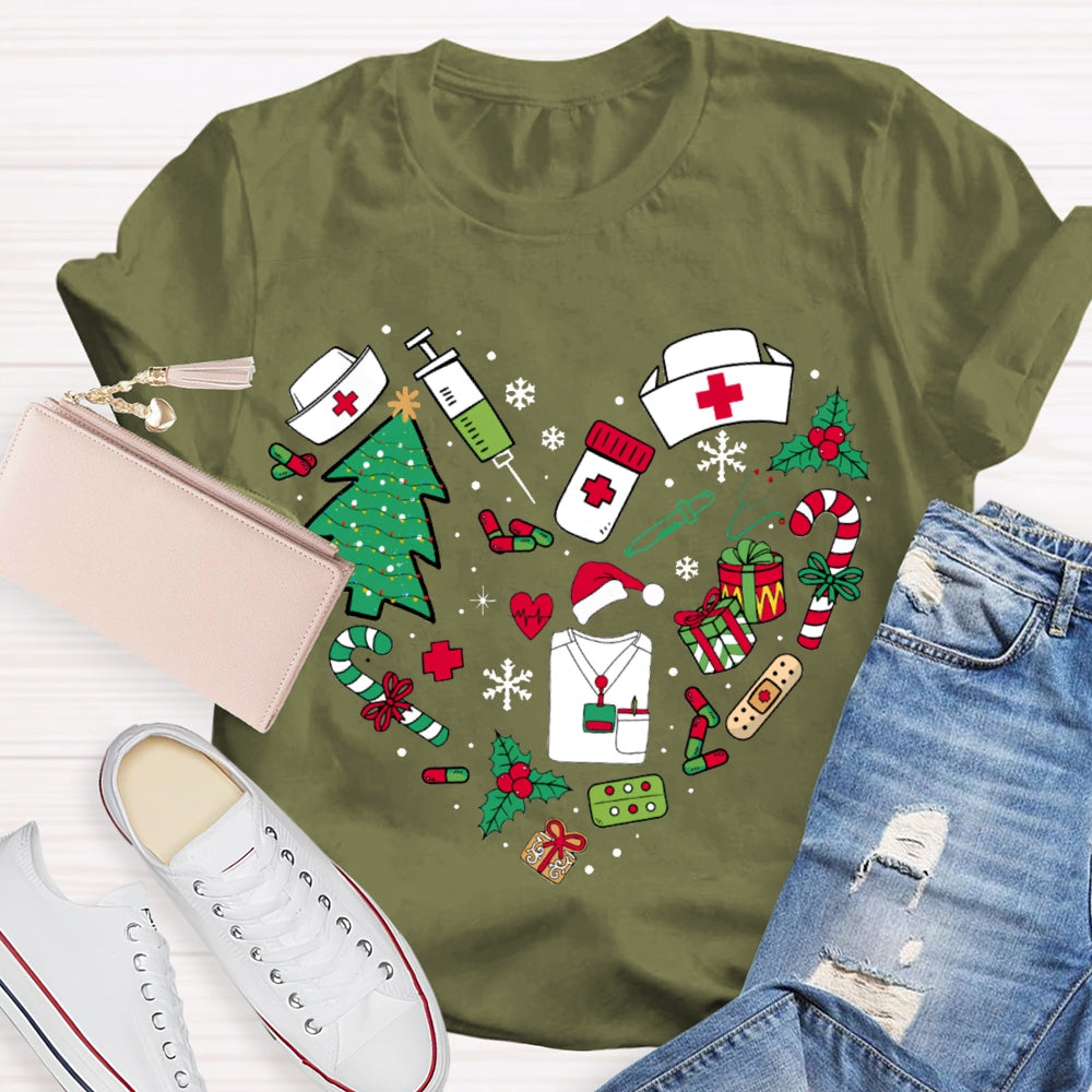 Christmas School Nurse Snowflake Christmas Tree And Christmas Gifts T-shirt