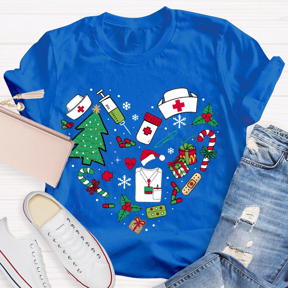 Christmas School Nurse Snowflake Christmas Tree And Christmas Gifts T-shirt