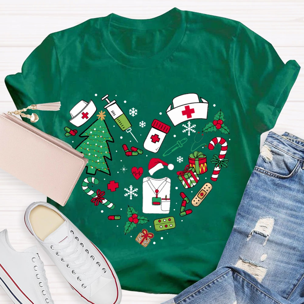 Christmas School Nurse Snowflake Christmas Tree And Christmas Gifts T-shirt