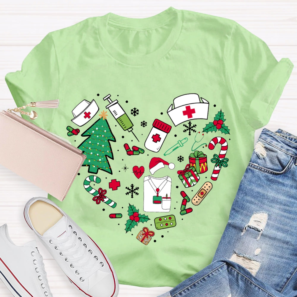 Christmas School Nurse Snowflake Christmas Tree And Christmas Gifts T-shirt