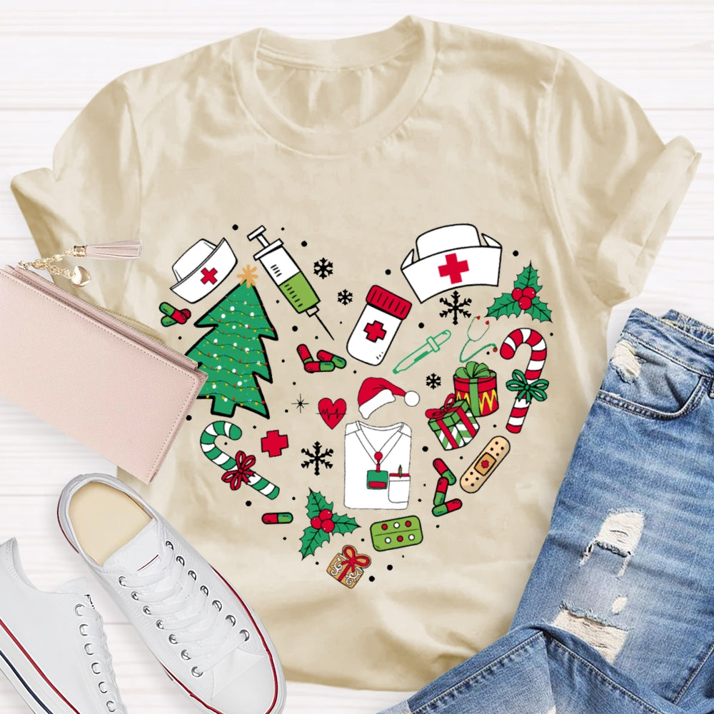 Christmas School Nurse Snowflake Christmas Tree And Christmas Gifts T-shirt
