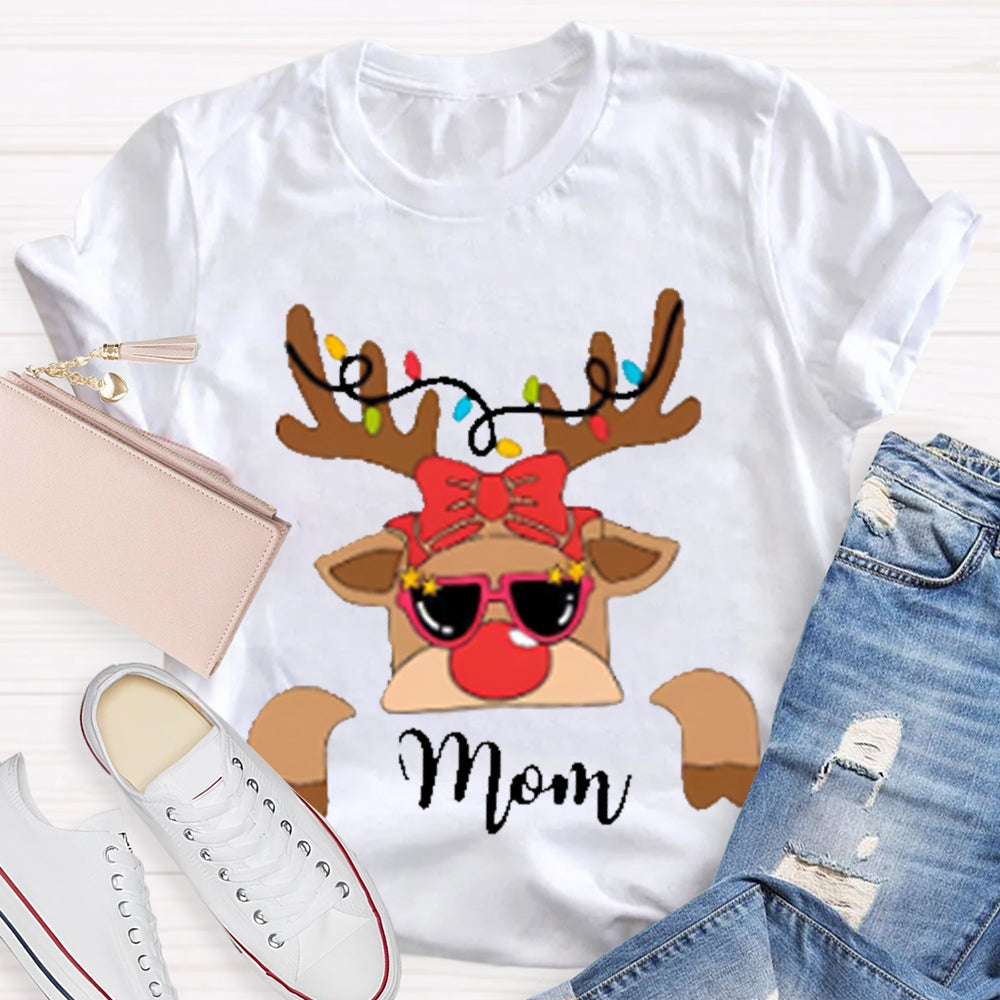 Personalized Name And Design Christmas Elk And Bow Christmas T-shirt