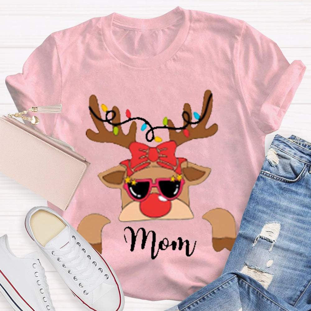 Personalized Name And Design Christmas Elk And Bow Christmas T-shirt
