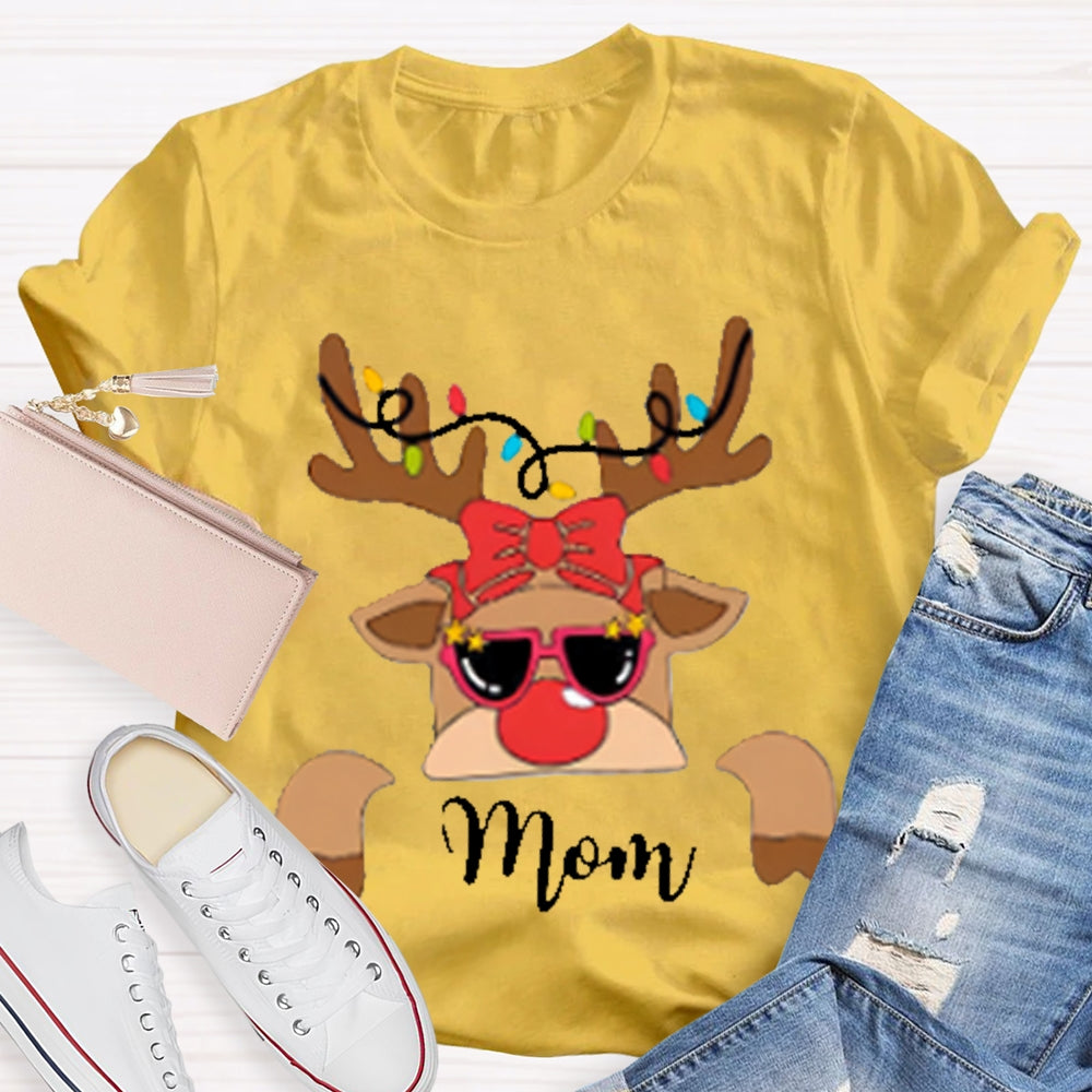 Personalized Name And Design Christmas Elk And Bow Christmas T-shirt