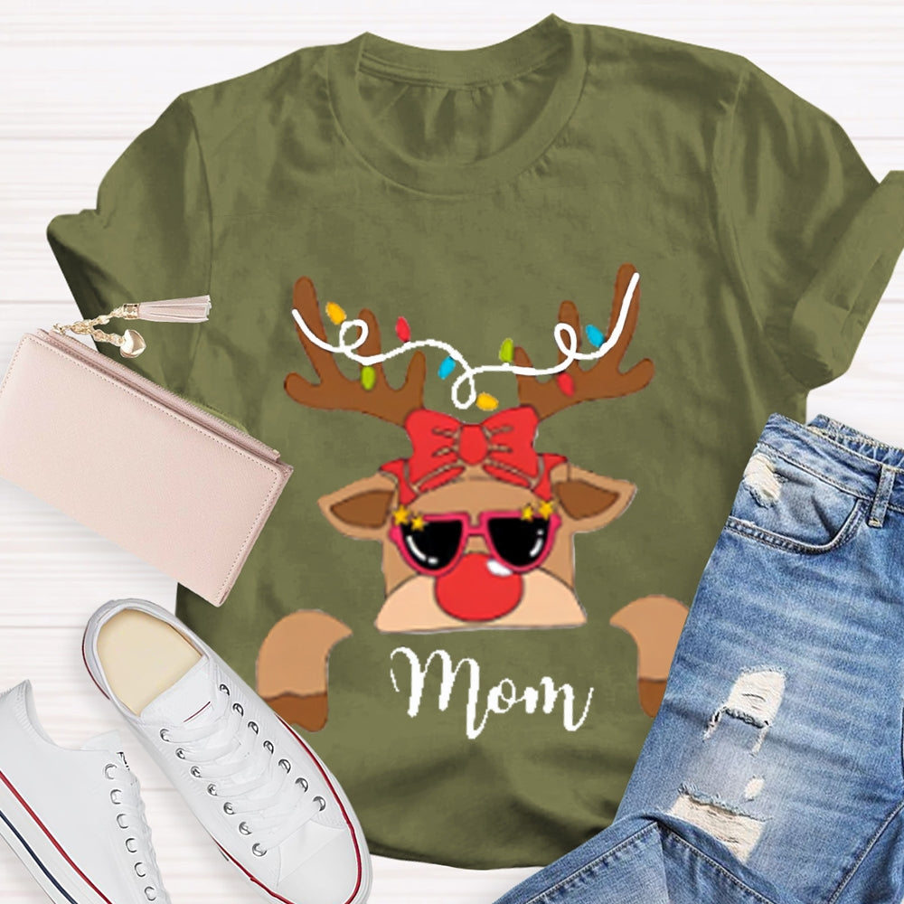 Personalized Name And Design Christmas Elk And Bow Christmas T-shirt