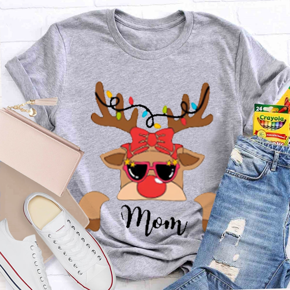 Personalized Name And Design Christmas Elk And Bow Christmas T-shirt